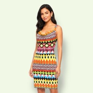 Calvin Klein Multicolor Geometric Scoop Neck Mini Dress